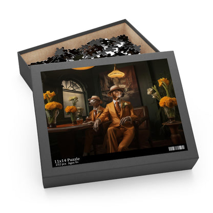 Greyhound Art Deco Design Jigsaw Puzzle (252 or 500-Piece) - Hobbster
