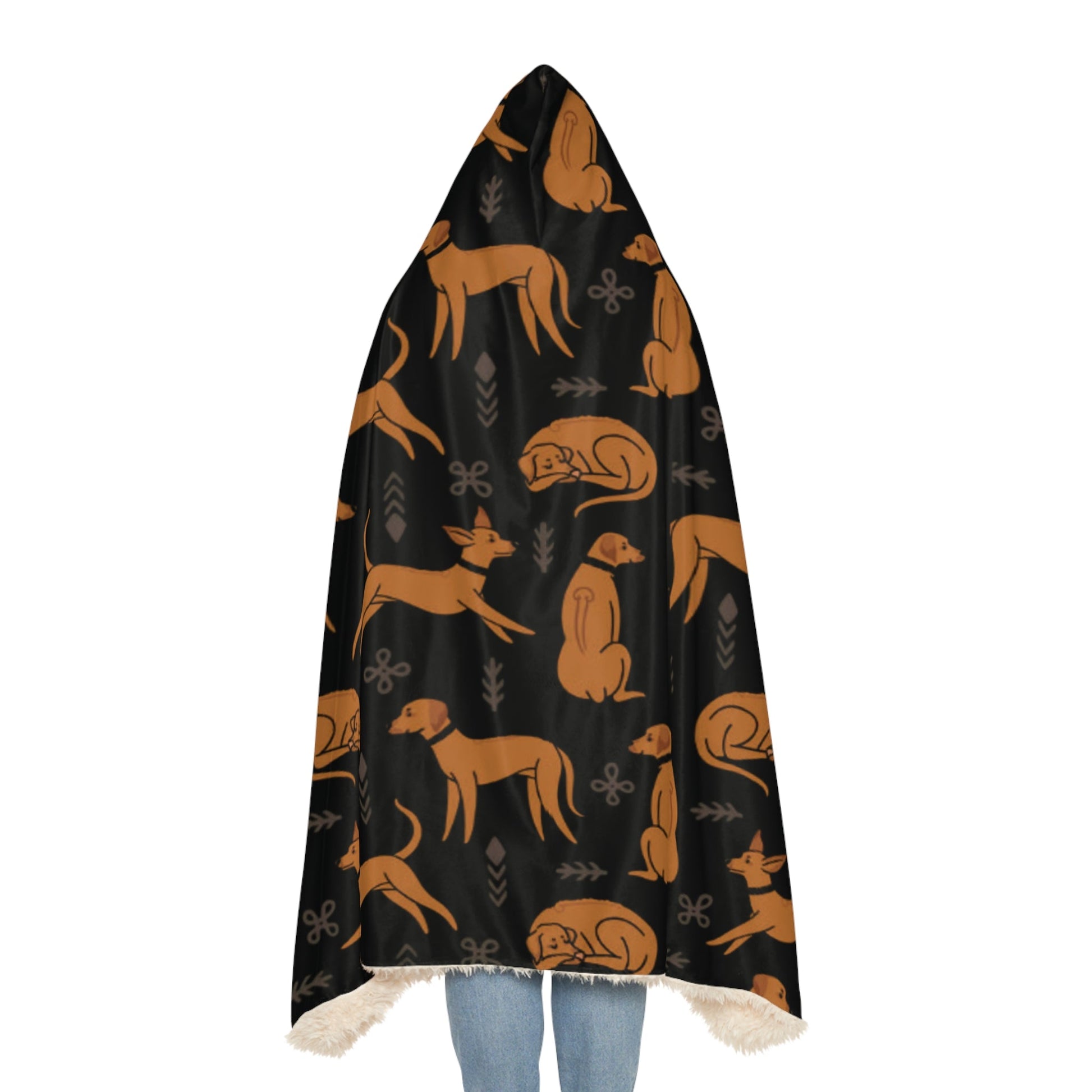Hooded Blanket - Multiple Dogs Design [Black] - Hobbster