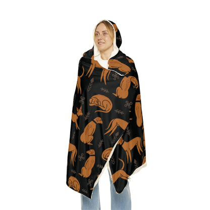 Hooded Blanket - Multiple Dogs Design [Black] - Hobbster