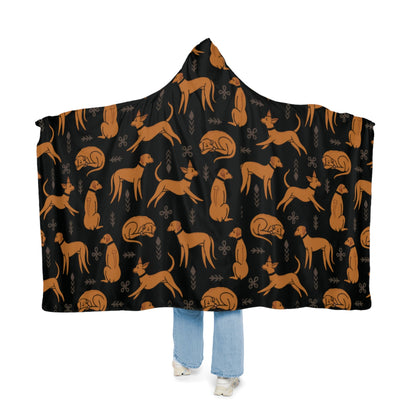 Hooded Blanket - Multiple Dogs Design [Black] - Hobbster