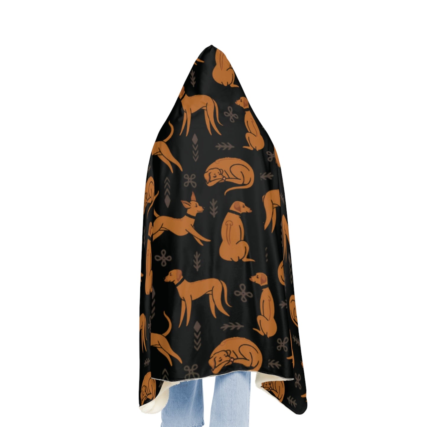 Hooded Blanket - Multiple Dogs Design [Black] - Hobbster