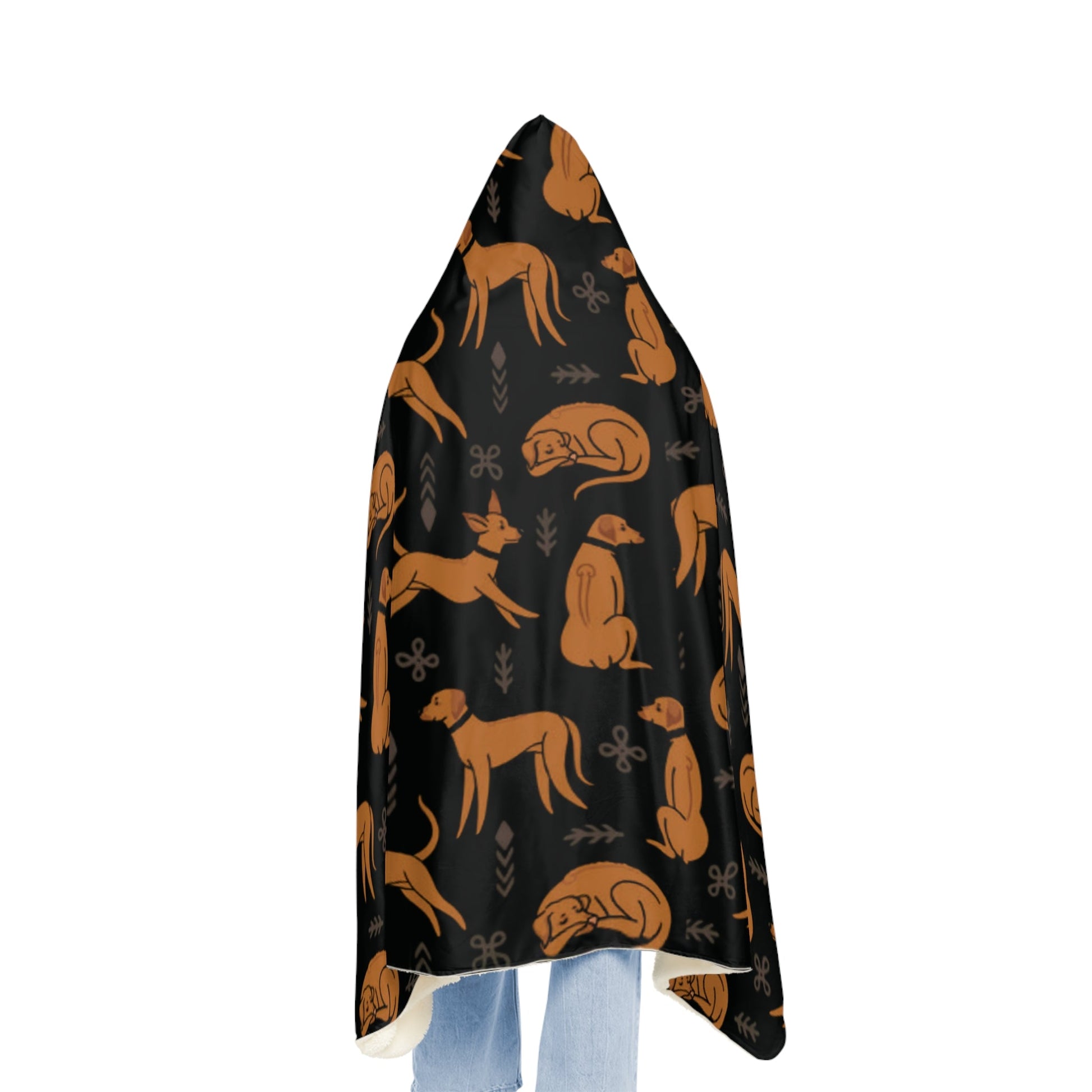 Hooded Blanket - Multiple Dogs Design [Black] - Hobbster