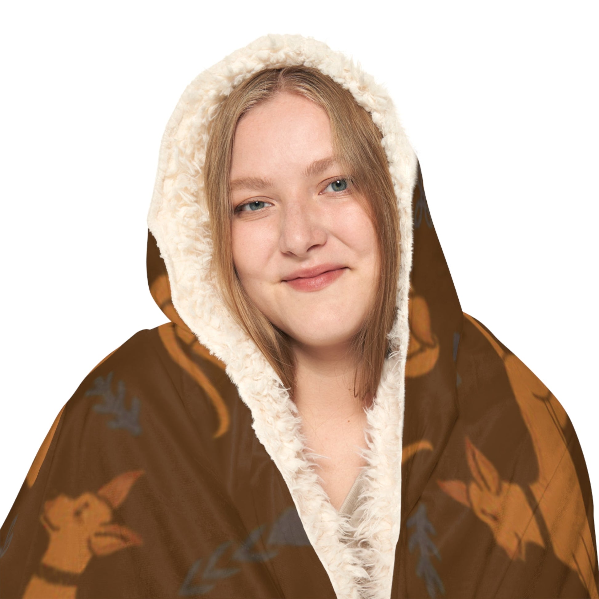 Hooded Blanket - Multiple Dogs Design [Brown] - Hobbster
