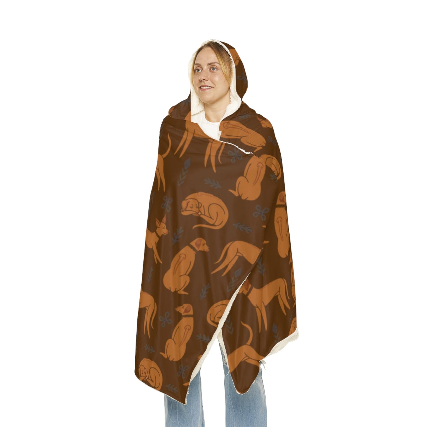 Hooded Blanket - Multiple Dogs Design [Brown] - Hobbster