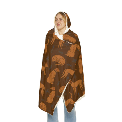 Hooded Blanket - Multiple Dogs Design [Brown] - Hobbster