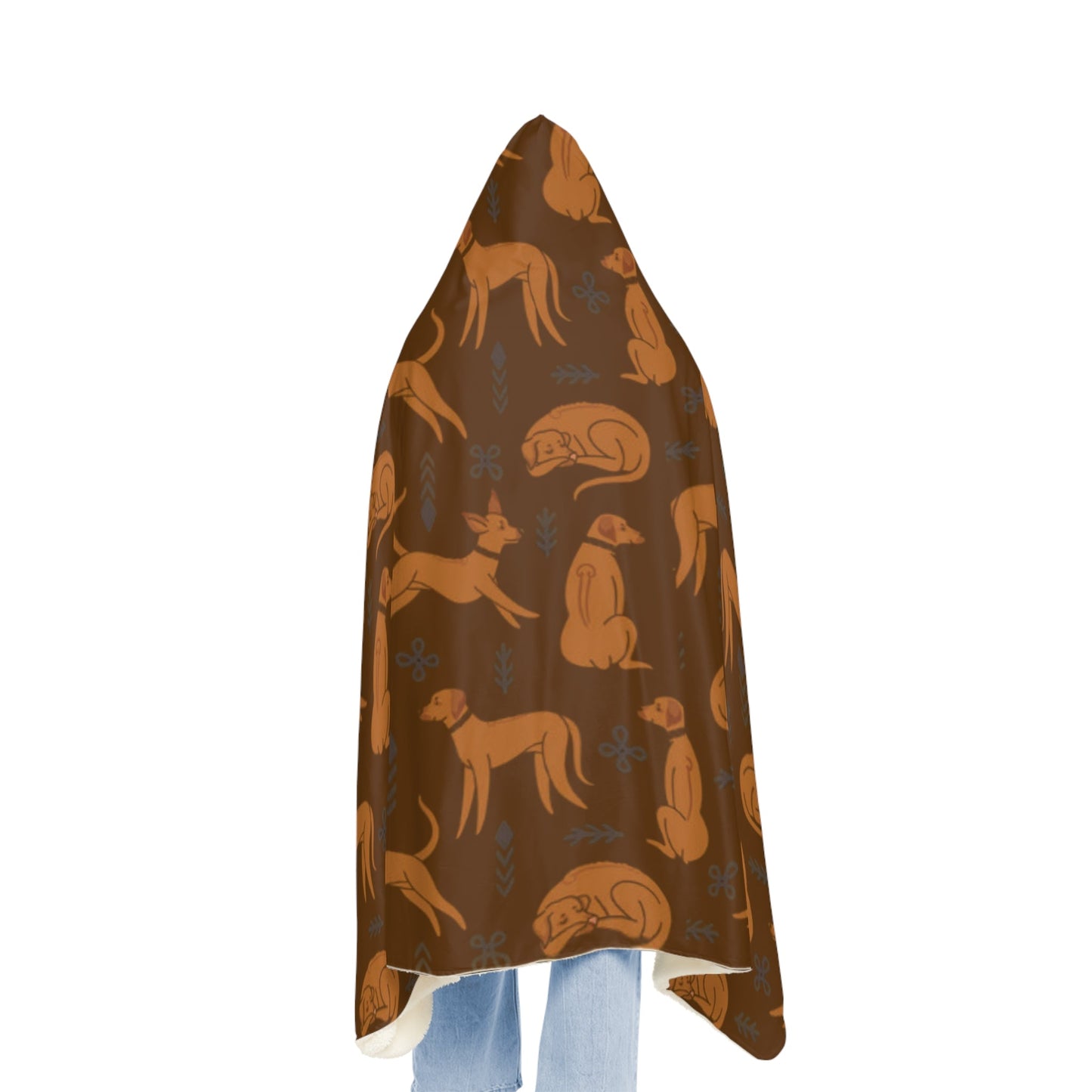 Hooded Blanket - Multiple Dogs Design [Brown] - Hobbster