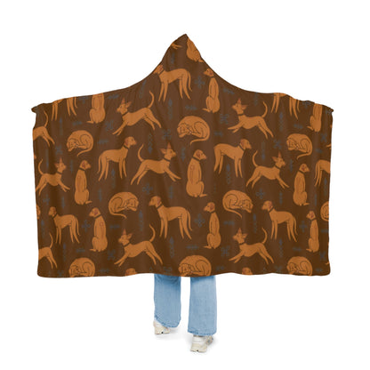 Hooded Blanket - Multiple Dogs Design [Brown] - Hobbster
