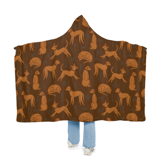 Hooded Blanket - Multiple Dogs Design [Brown] - Hobbster