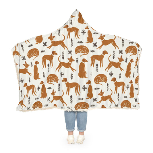 Hooded Blanket - Multiple Dogs Design [White] - Hobbster