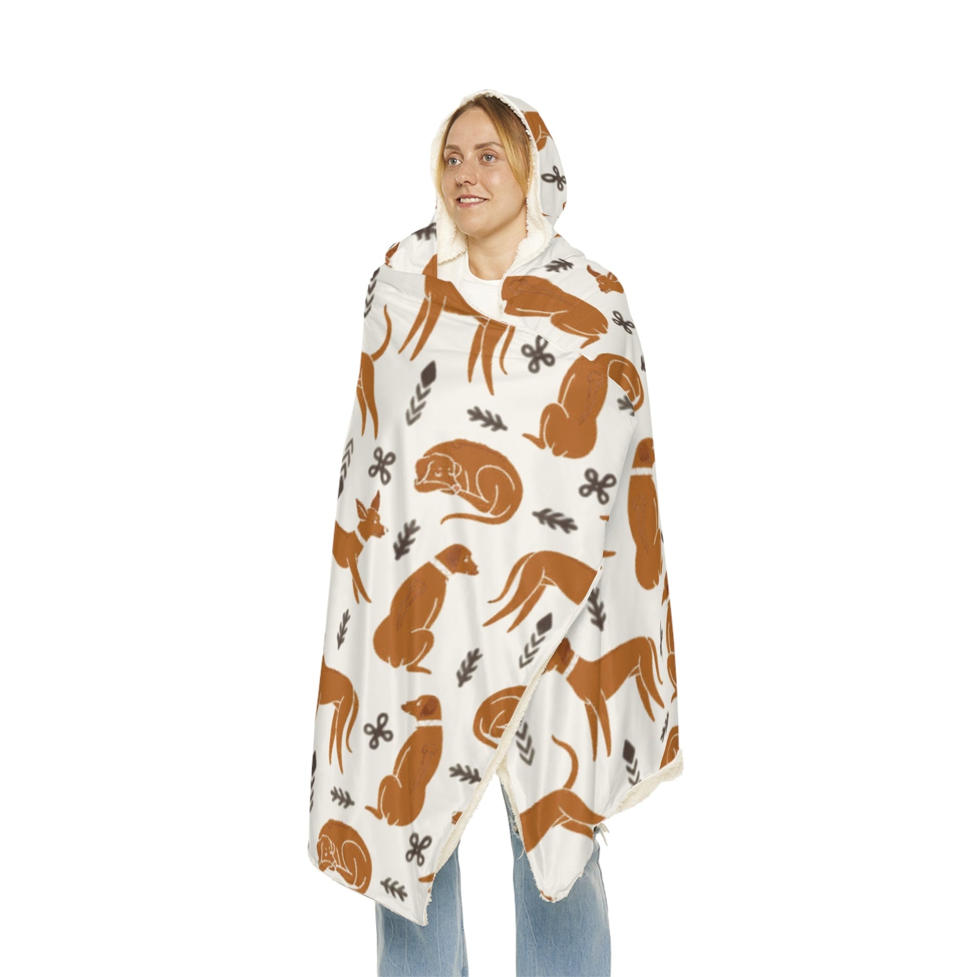 Hooded Blanket - Multiple Dogs Design [White] - Hobbster