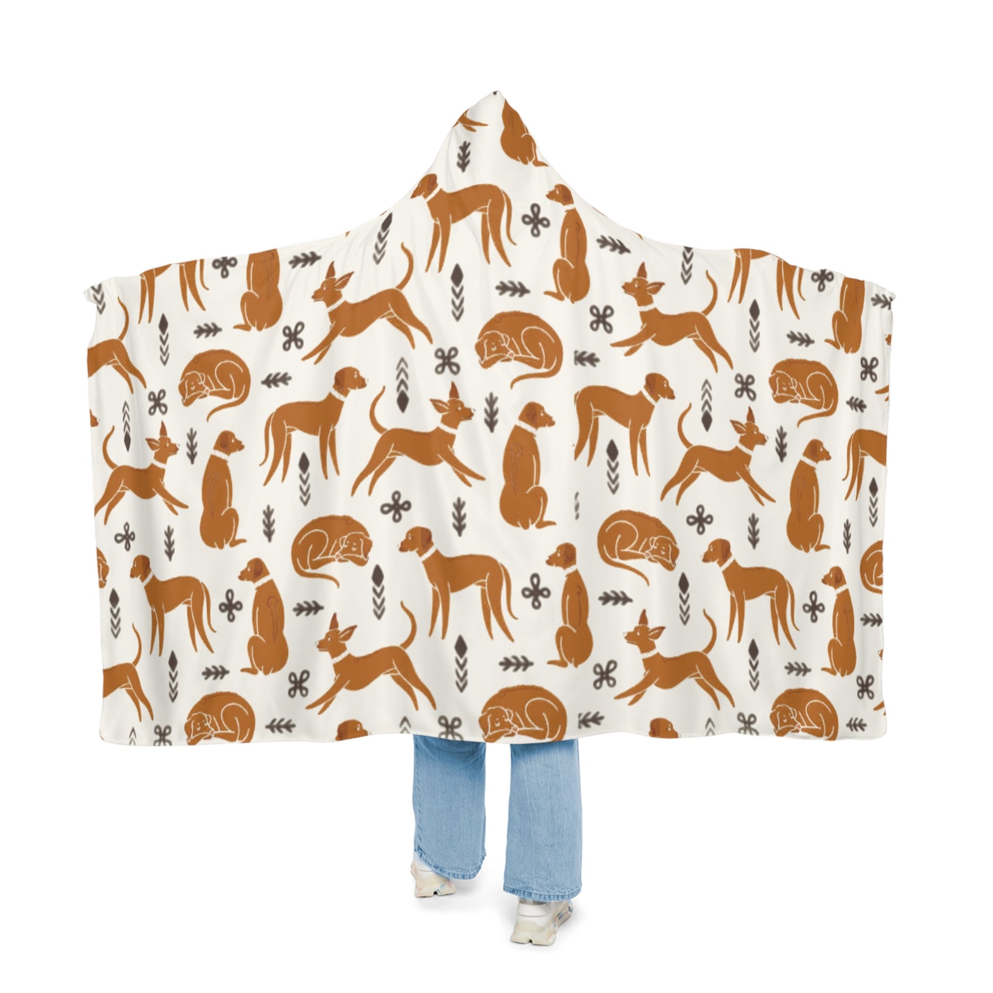 Hooded Blanket - Multiple Dogs Design [White] - Hobbster