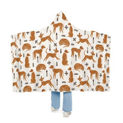 Hooded Blanket - Multiple Dogs Design [White] - Hobbster
