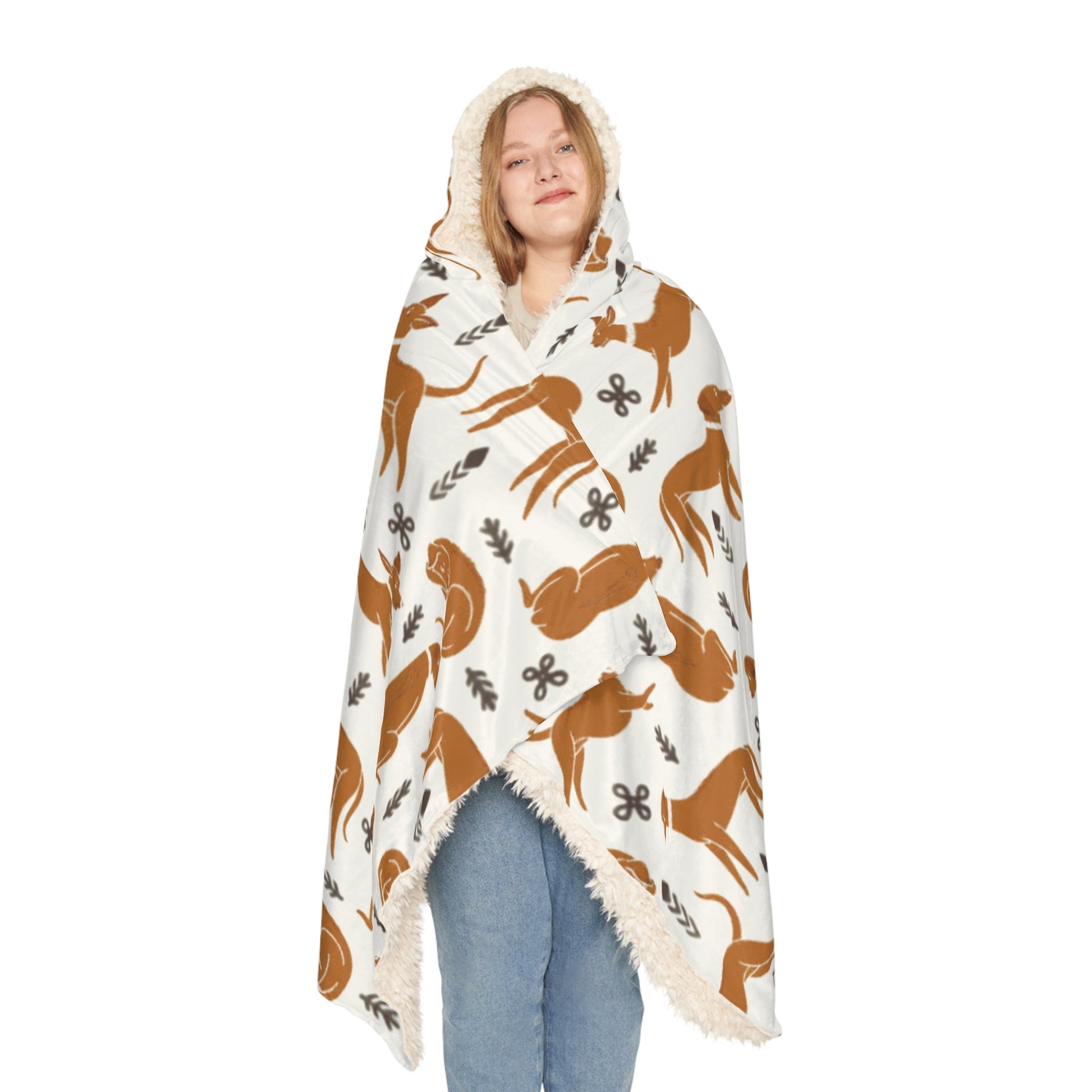 Hooded Blanket - Multiple Dogs Design [White] - Hobbster