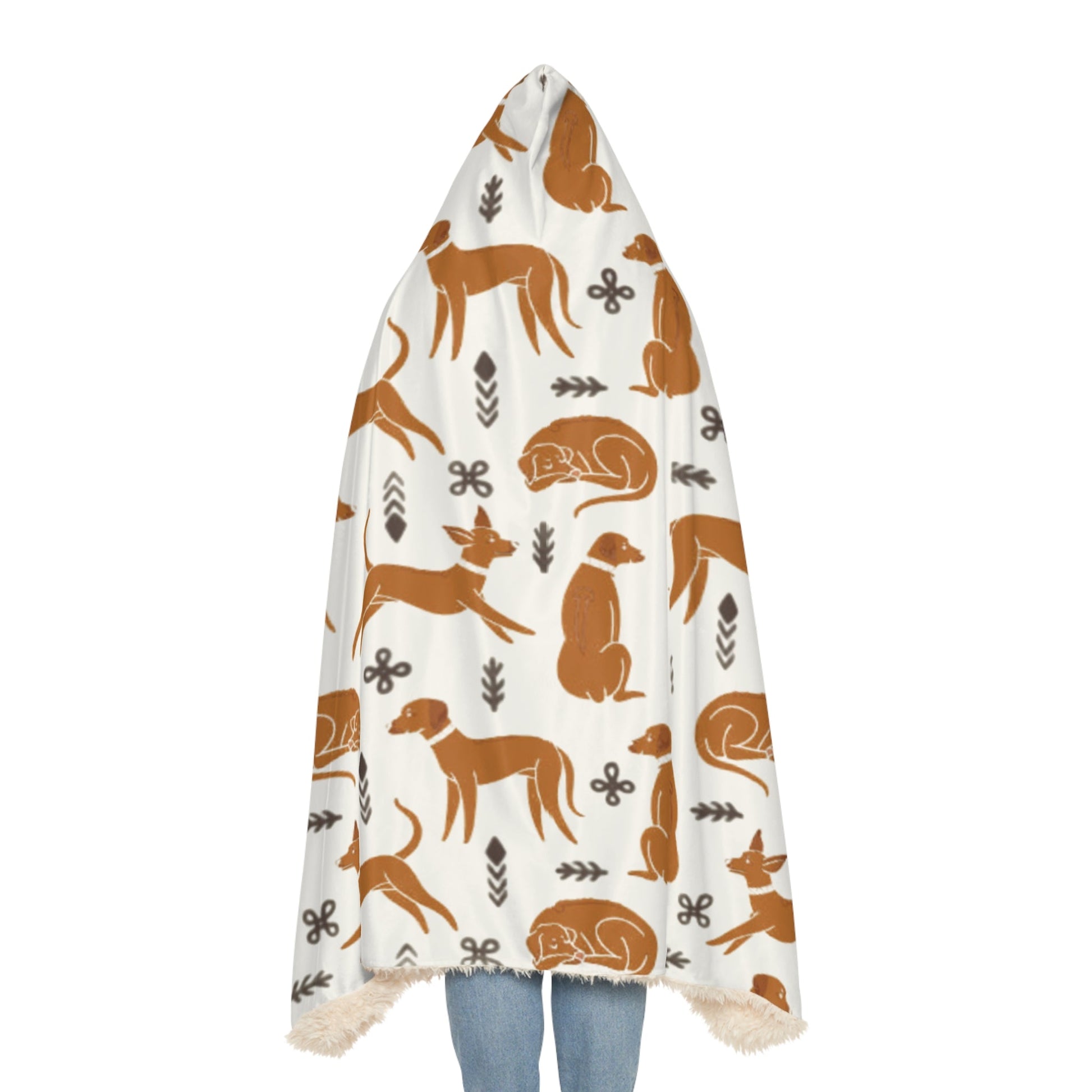 Hooded Blanket - Multiple Dogs Design [White] - Hobbster