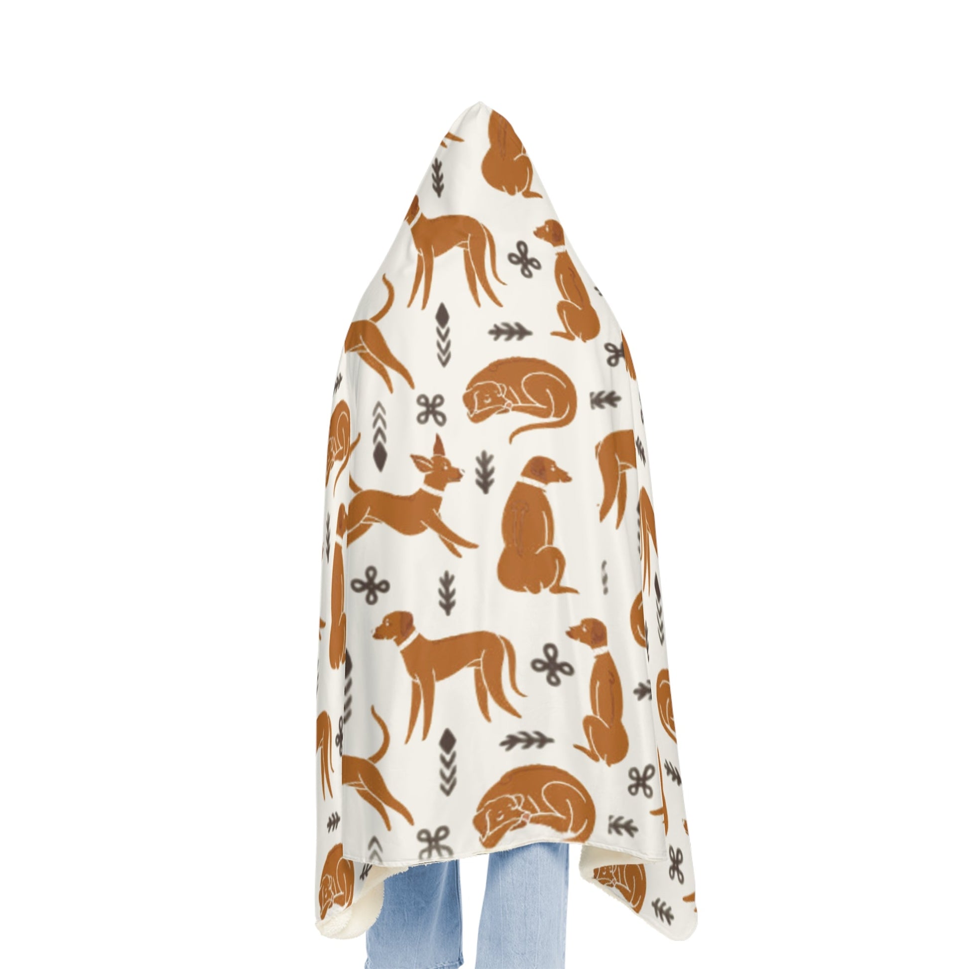 Hooded Blanket - Multiple Dogs Design [White] - Hobbster