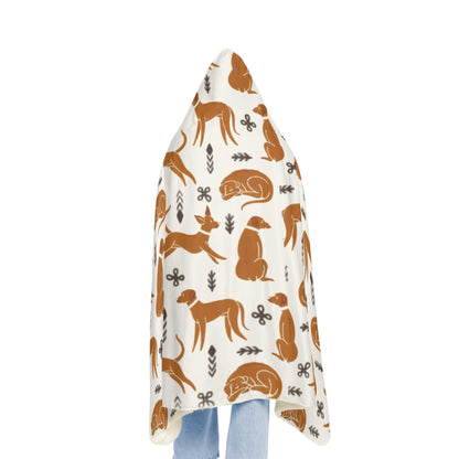 Hooded Blanket - Multiple Dogs Design [White] - Hobbster