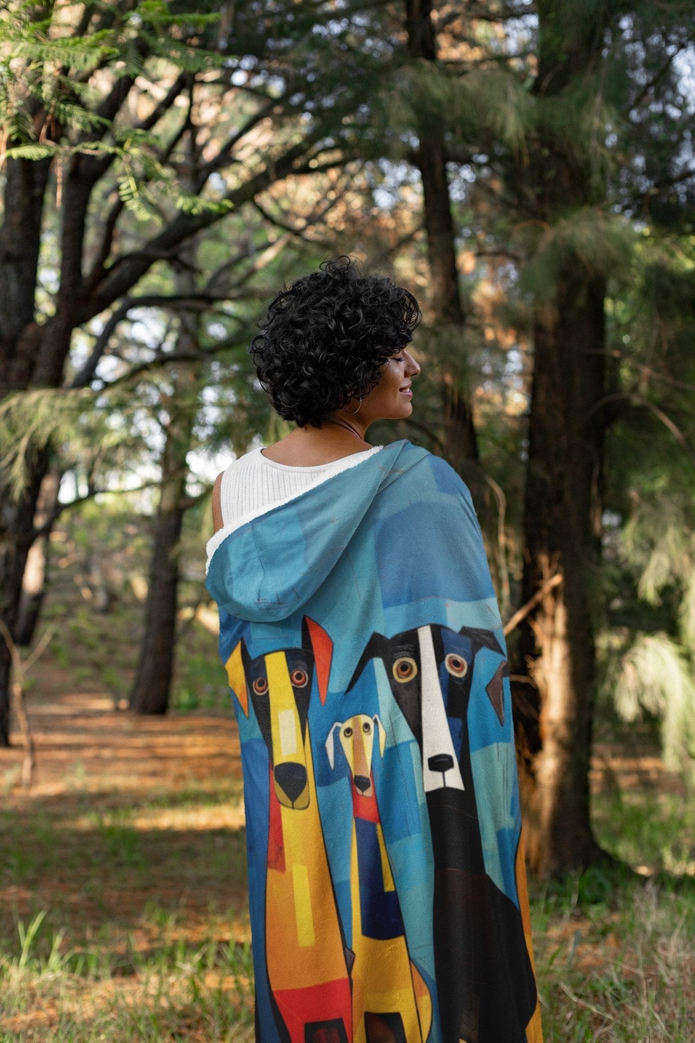 Hooded Sherpa Blanket featuring a Abstract Style Dog Design - Hobbster