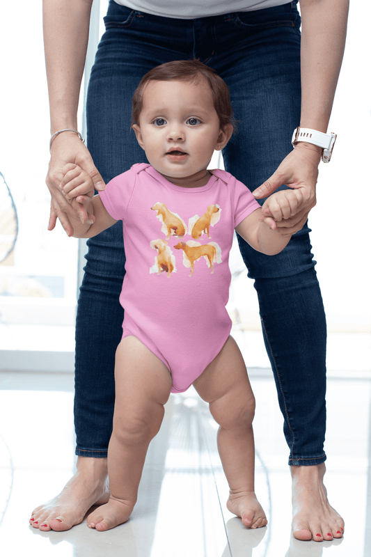 Infant Long Sleeve Bodysuit with Rhodesian Ridgeback Watercolour Design - Hobbster