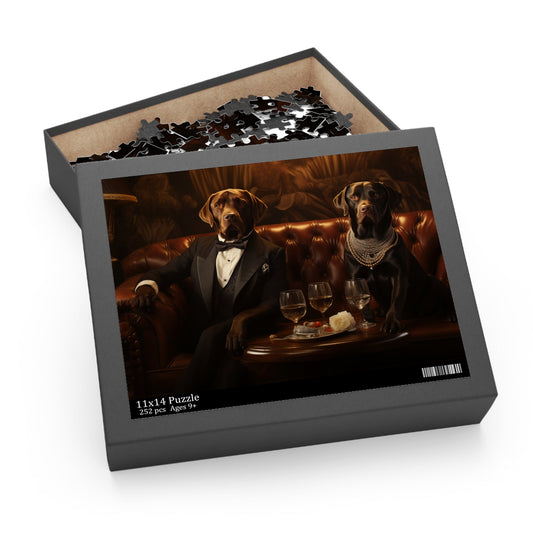 Labrador Art Deco Design Jigsaw Puzzle (252 or 500-Piece) - Hobbster