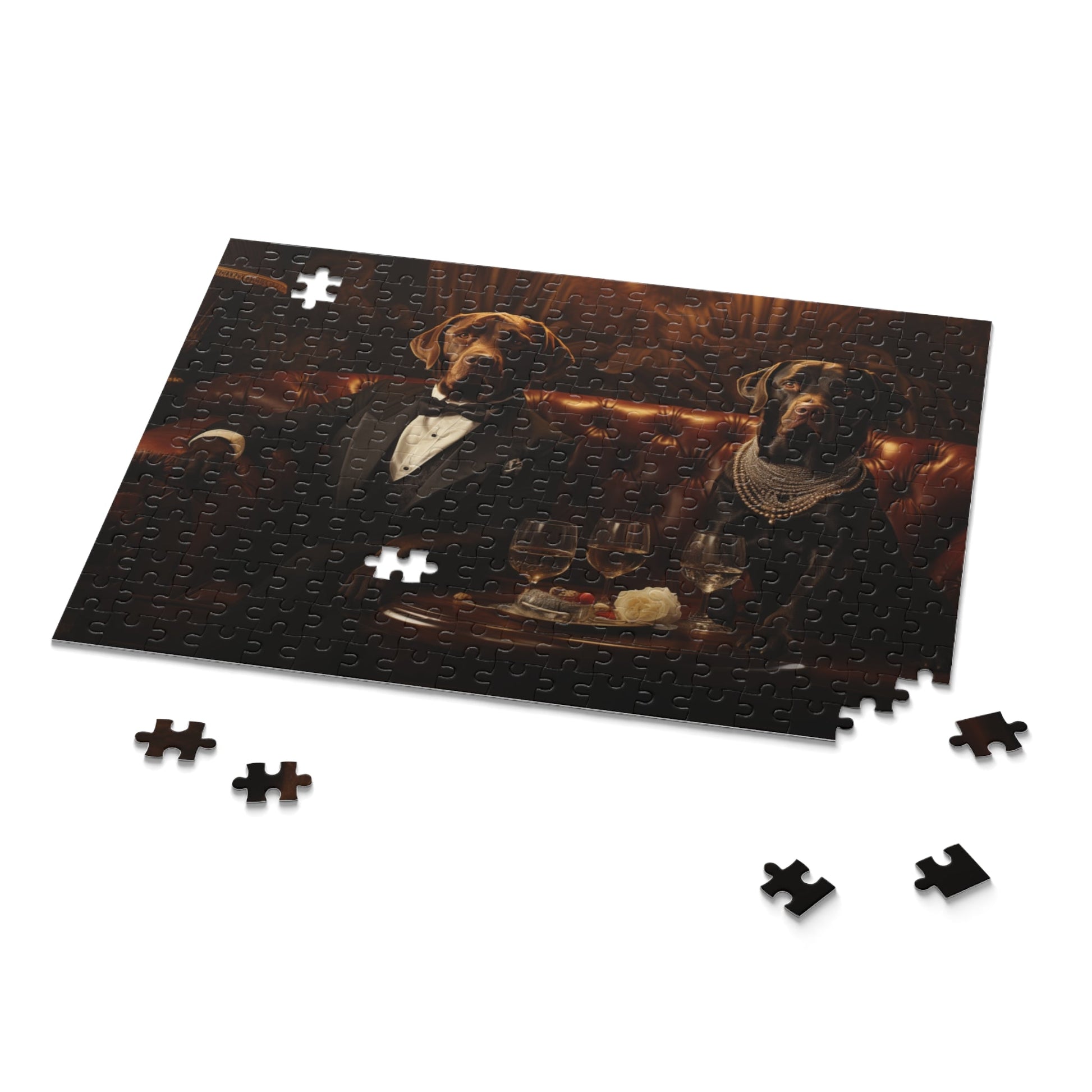 Labrador Art Deco Design Jigsaw Puzzle (252 or 500-Piece) - Hobbster