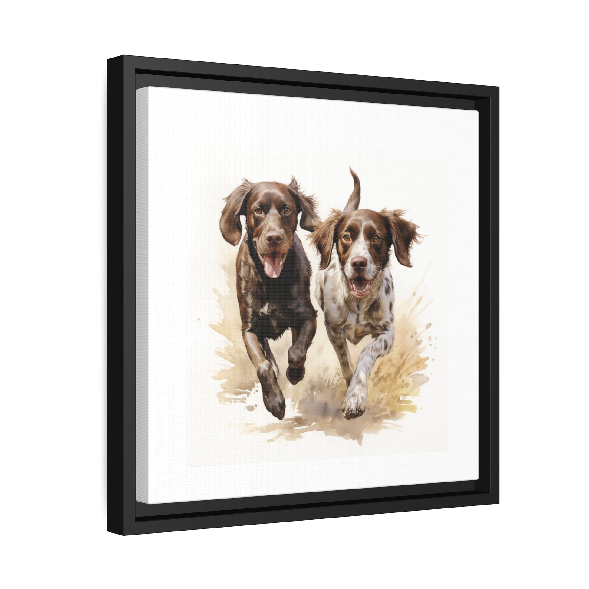 Matte Black Canvas Picture Frame of two German Short Haired Pointers - Hobbster