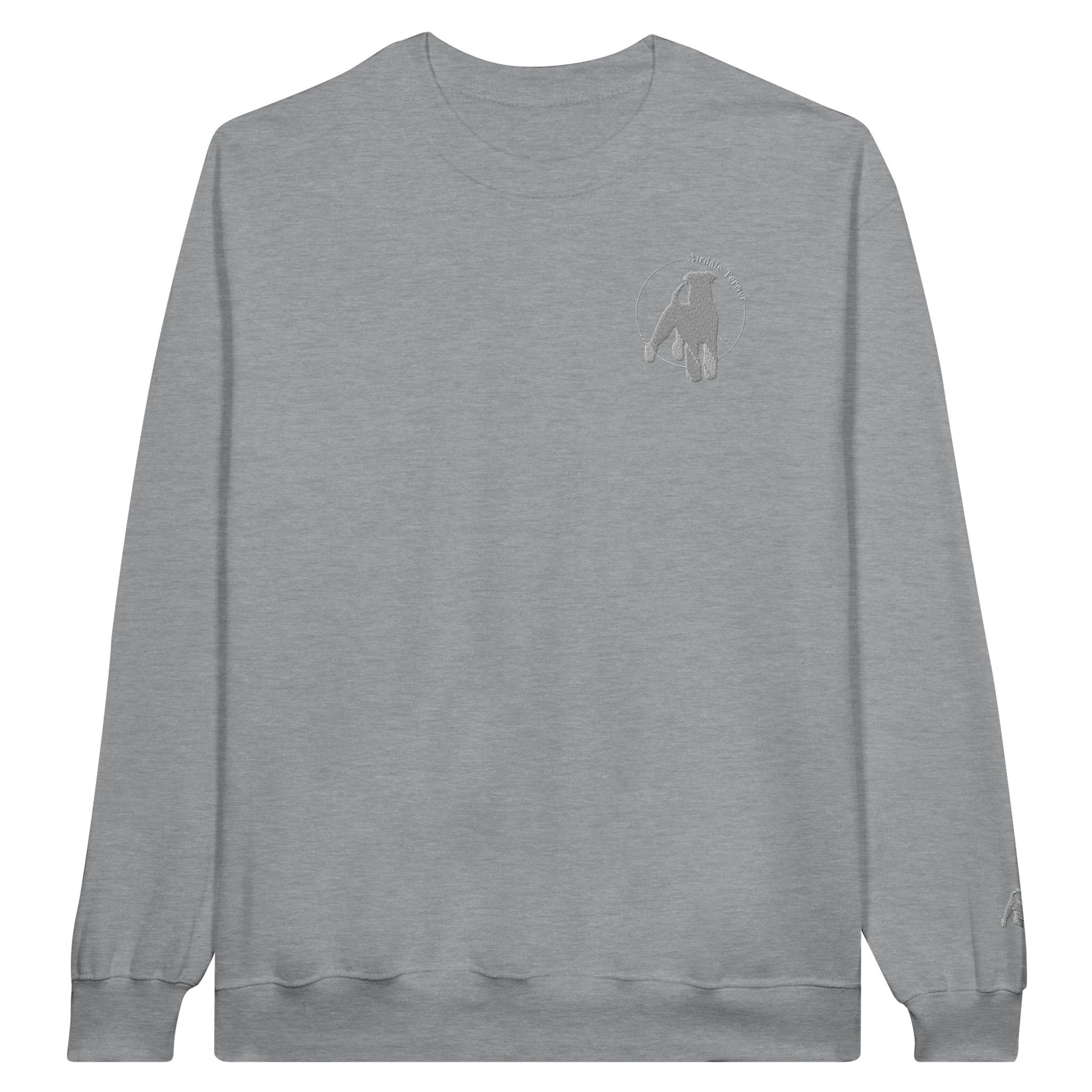Men's Classic Crewneck Sweatshirt with Embroidered Airedale Terrier Logo - Hobbster