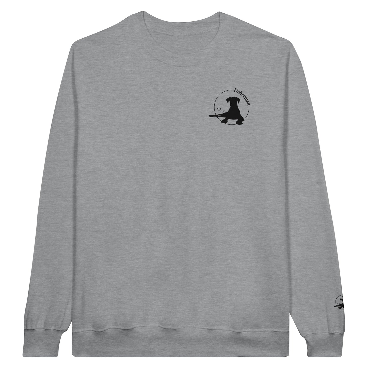 Men's Classic Crewneck Sweatshirt with Embroidered Doberman Logo - Hobbster