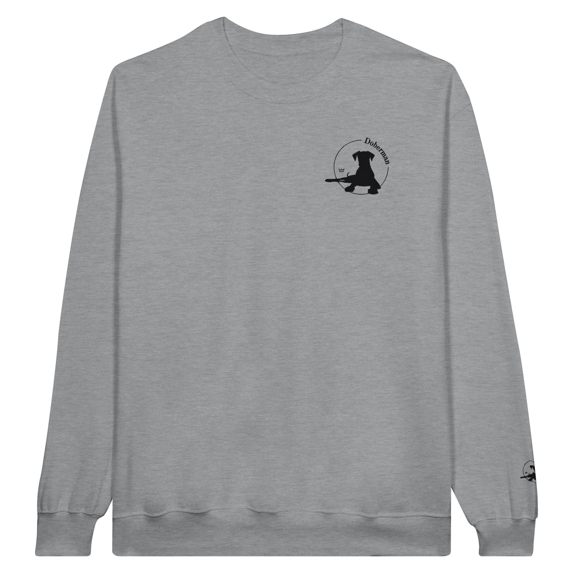 Men's Classic Crewneck Sweatshirt with Embroidered Doberman Logo - Hobbster