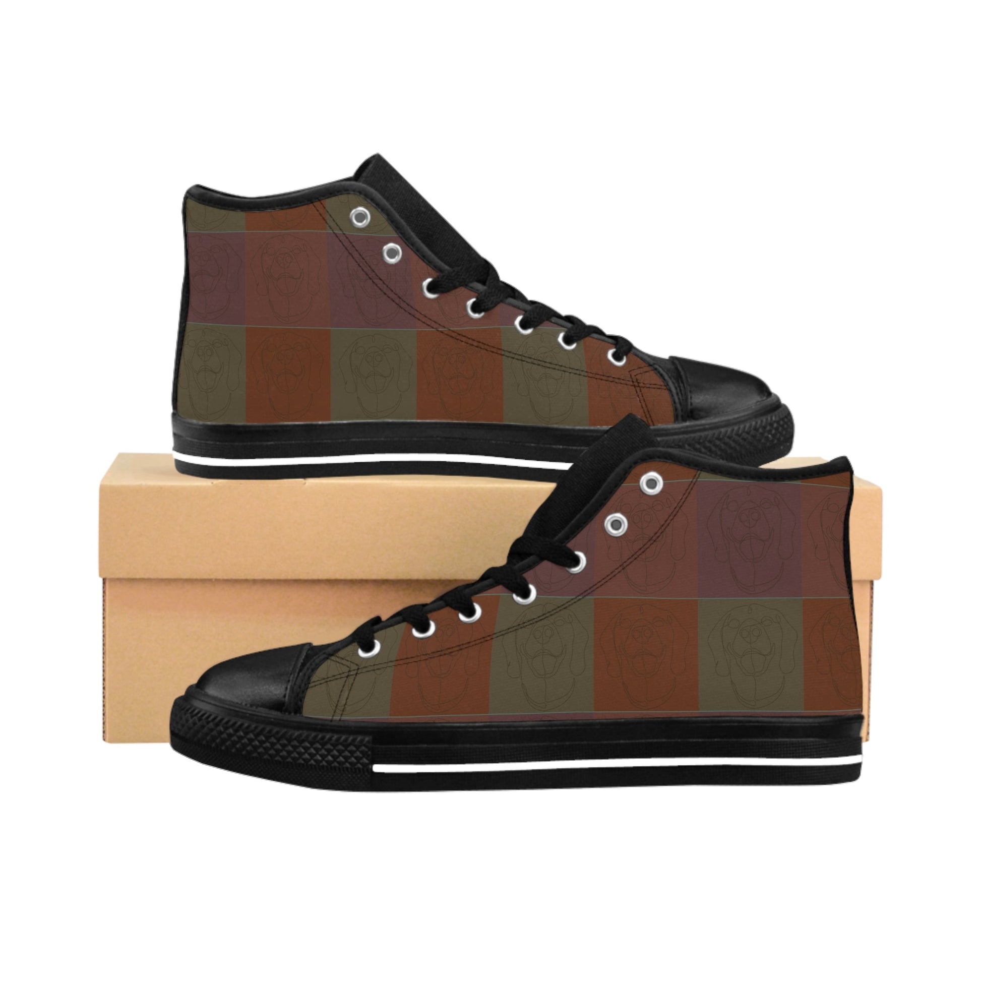 Men's Classic Sneakers featuring a custom design of Rhodesian Ridgebacks [brown] - Hobbster