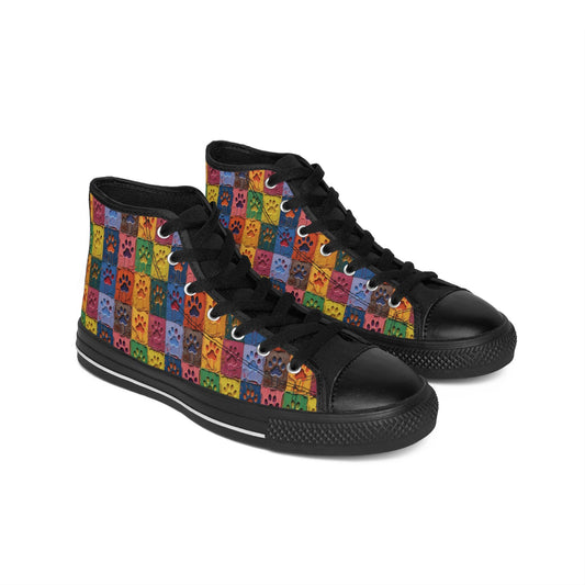Men's Classic Sneakers Featuring Large Painted Paw Prints - Hobbster