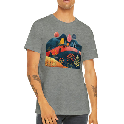Men's Crewneck T-shirt featuring Cottage Core Style Dogs Running Free Design - Hobbster