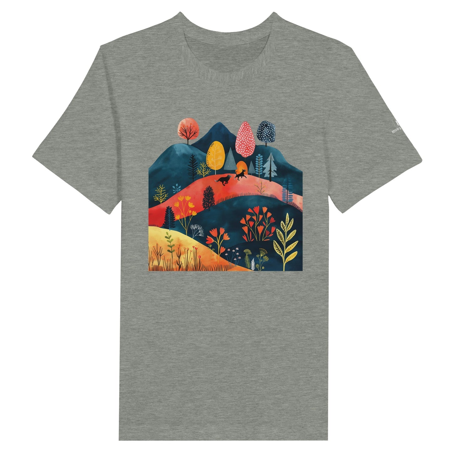 Men's Crewneck T-shirt featuring Cottage Core Style Dogs Running Free Design - Hobbster