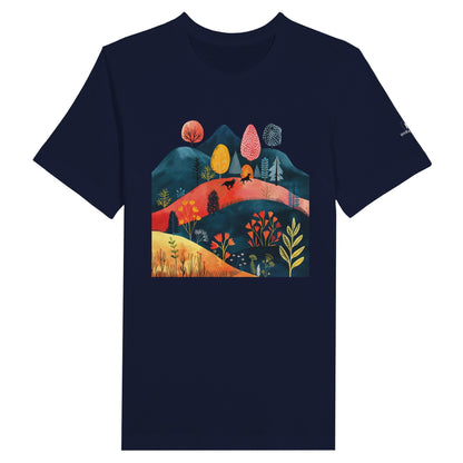 Men's Crewneck T-shirt featuring Cottage Core Style Dogs Running Free Design - Hobbster