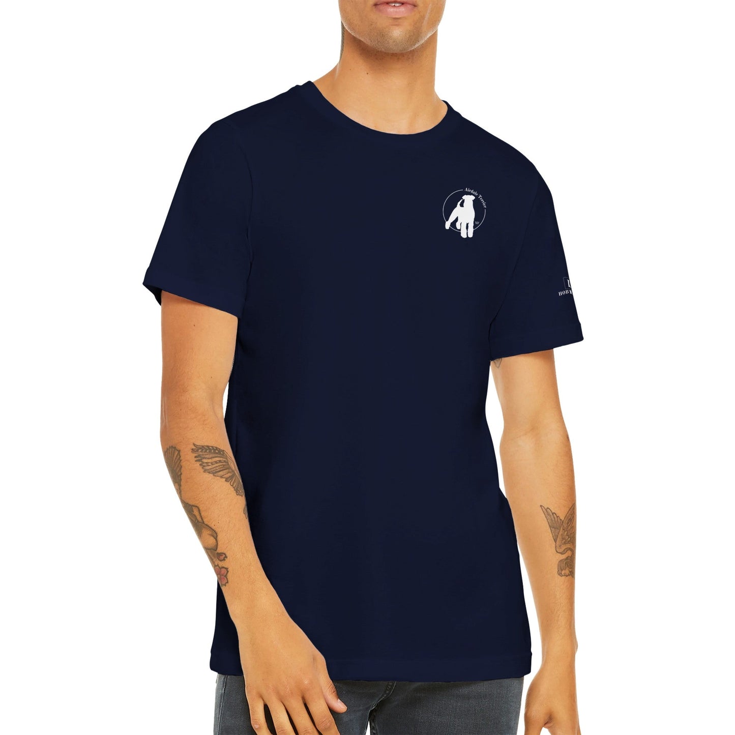 Men's Crewneck T-shirt with Airedale Terrier Logo - Hobbster
