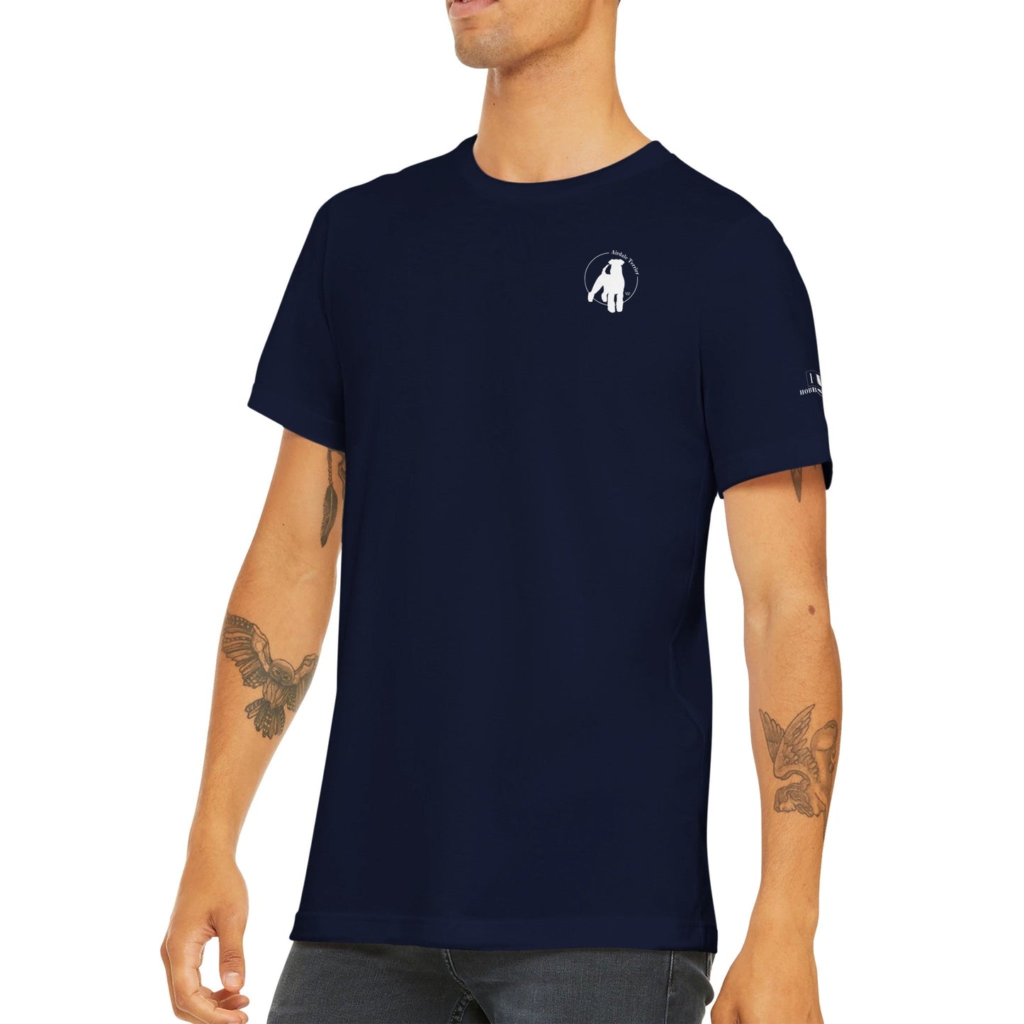 Men's Crewneck T-shirt with Airedale Terrier Logo - Hobbster