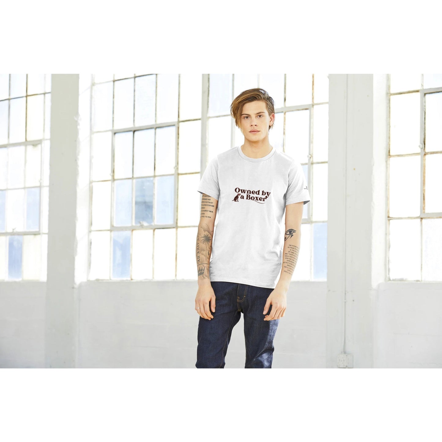 Men's Crewneck T-shirt with Boxer dog slogan - Hobbster