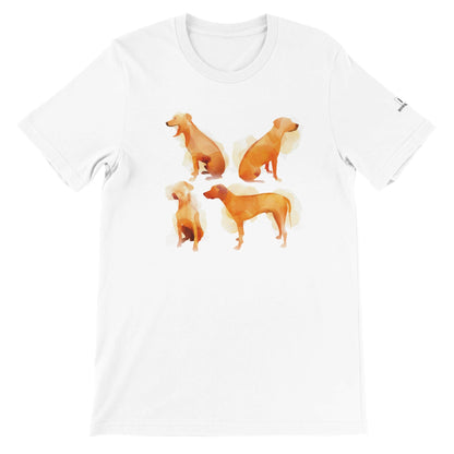 Men's Crewneck T-shirt with Rhodesian Ridgebacks in watercolour design - Hobbster