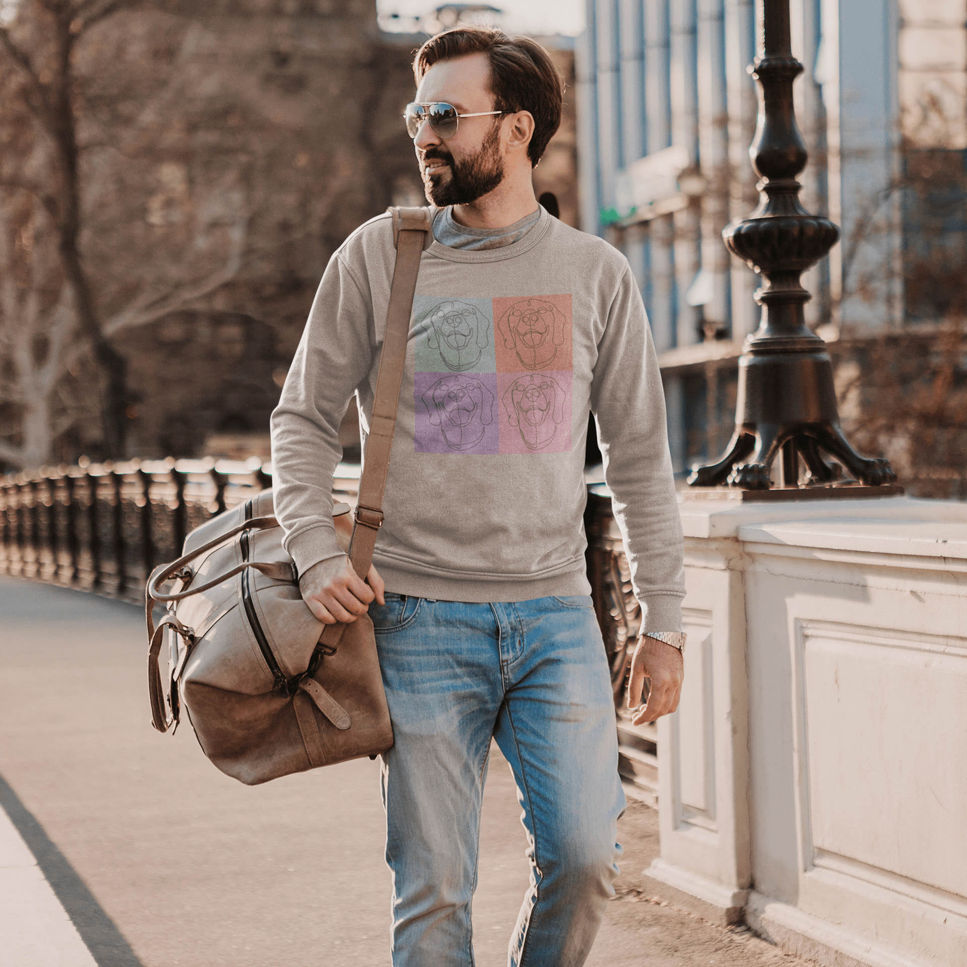 Men's Sweatshirt with custom Rhodesian Ridgeback tile design - Hobbster