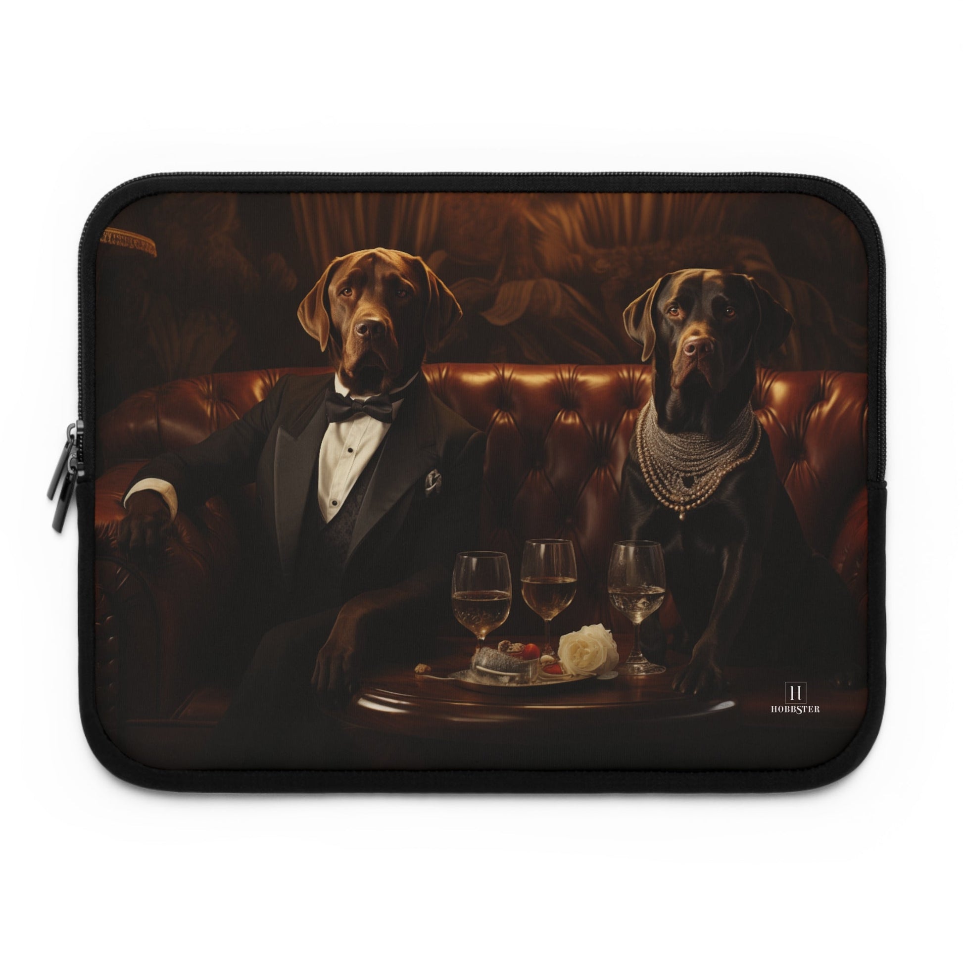 Neoprene Laptop Sleeve featuring Art Deco Labradors Design - Hobbster