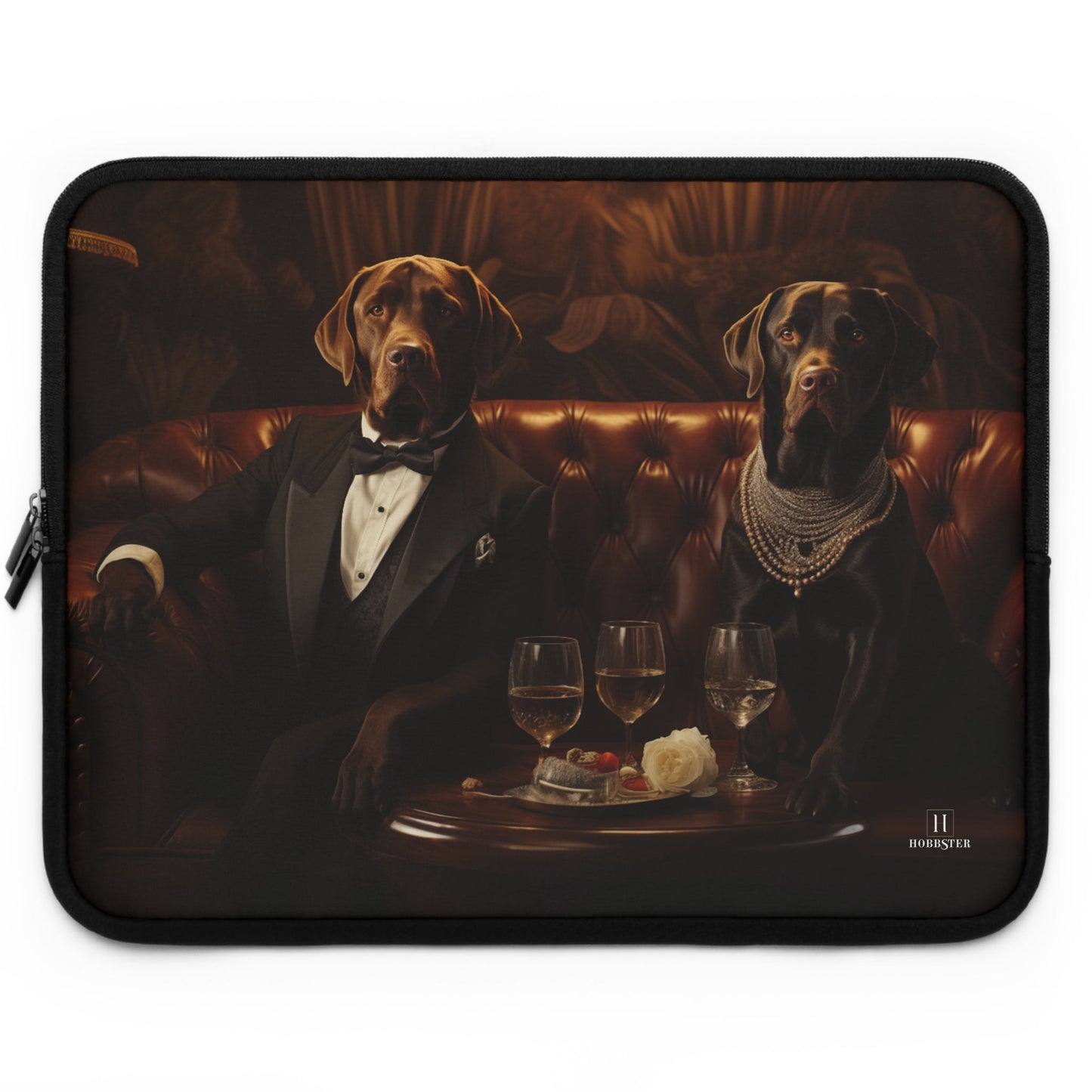 Neoprene Laptop Sleeve featuring Art Deco Labradors Design - Hobbster