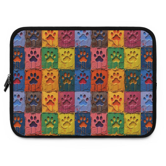 Neoprene Laptop Sleeve Featuring Large Painted Paws - Hobbster