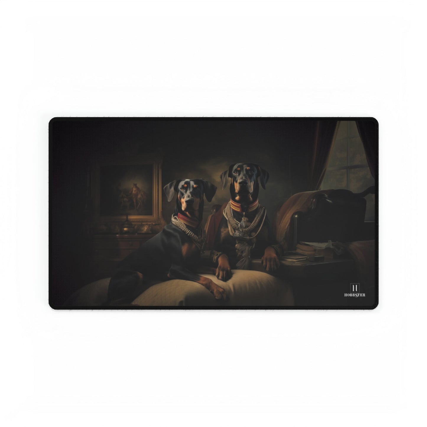 Non-slip Desk Mat Featuring Art Deco Doberman Design - Hobbster