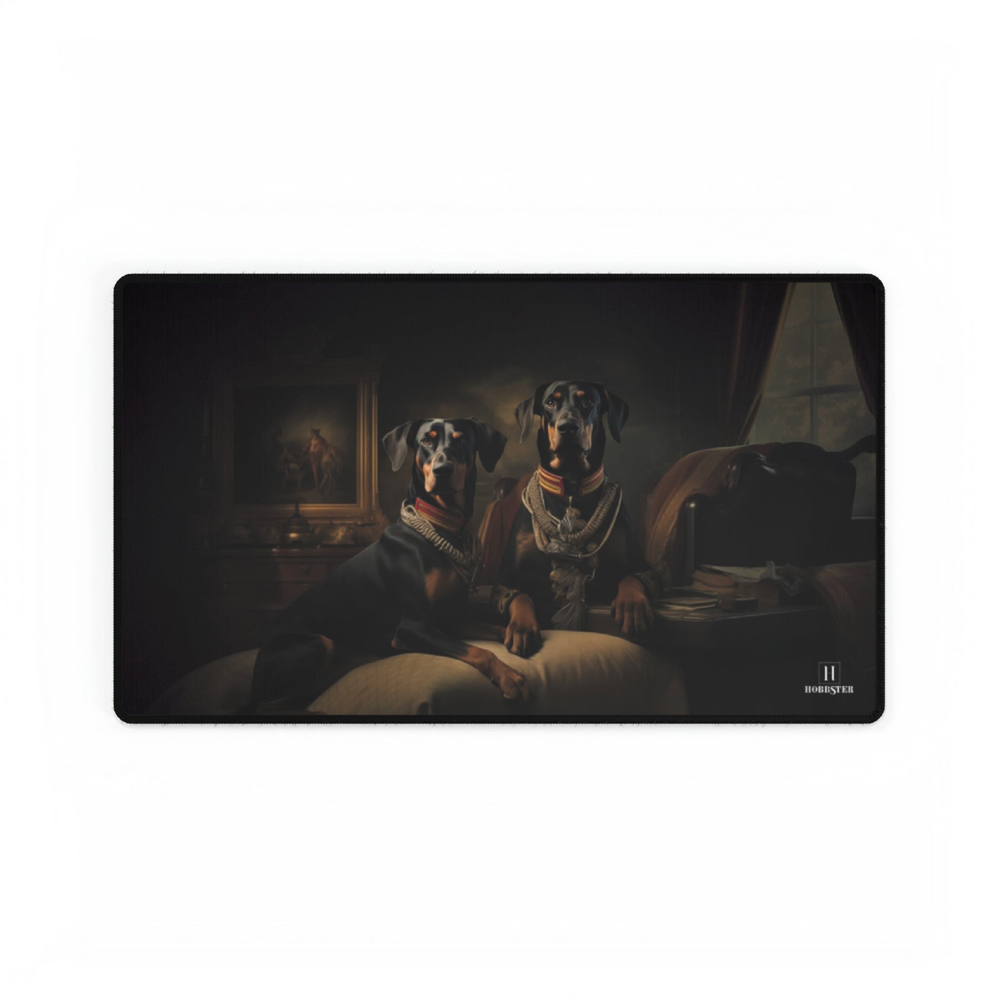 Non-slip Desk Mat Featuring Art Deco Doberman Design - Hobbster
