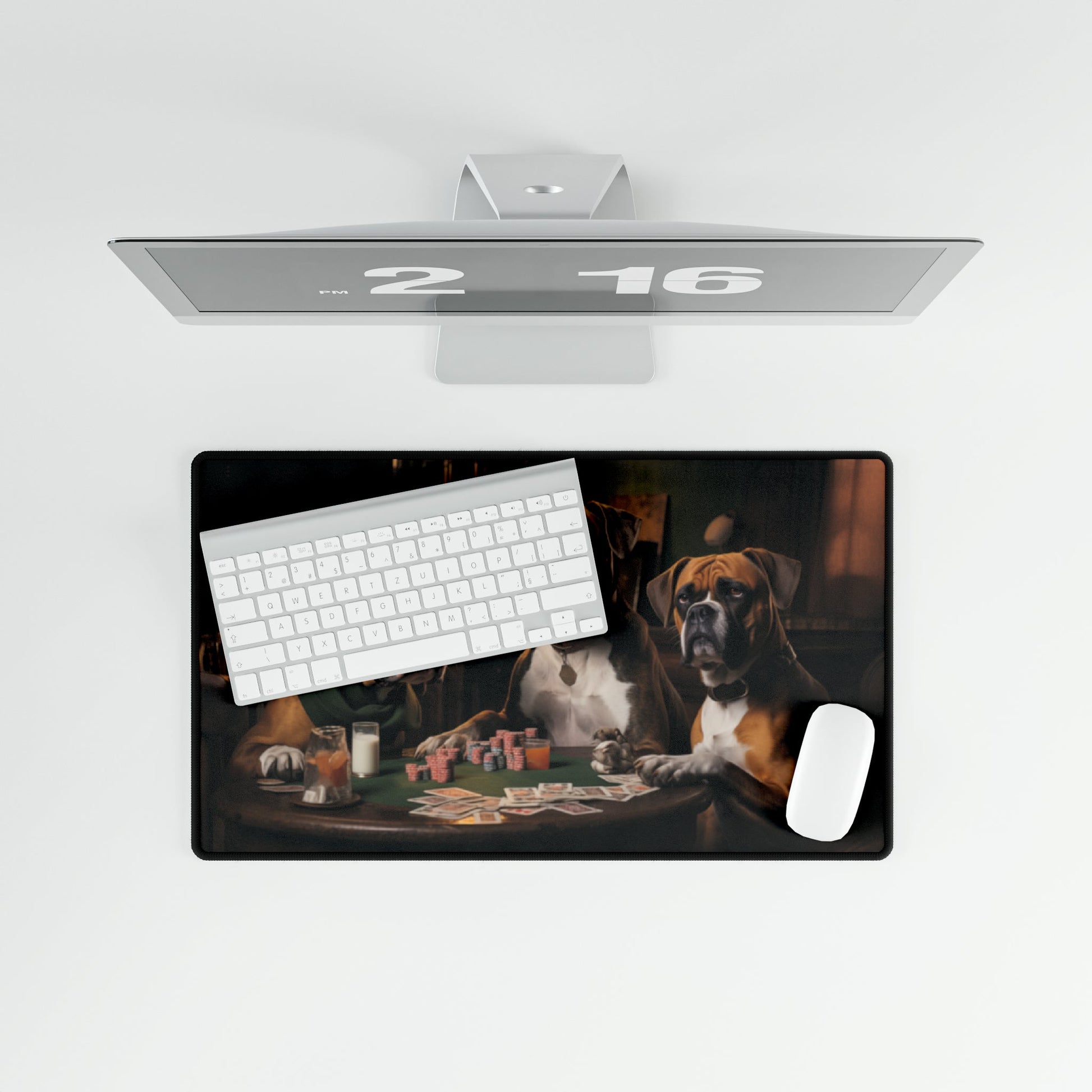 Non-slip Desk Mat with rubber backing featuring vintage Boxer dog design - Hobbster