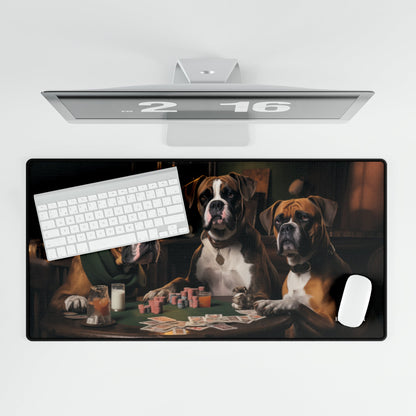 Non-slip Desk Mat with rubber backing featuring vintage Boxer dog design - Hobbster
