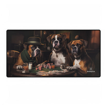 Non-slip Desk Mat with rubber backing featuring vintage Boxer dog design - Hobbster