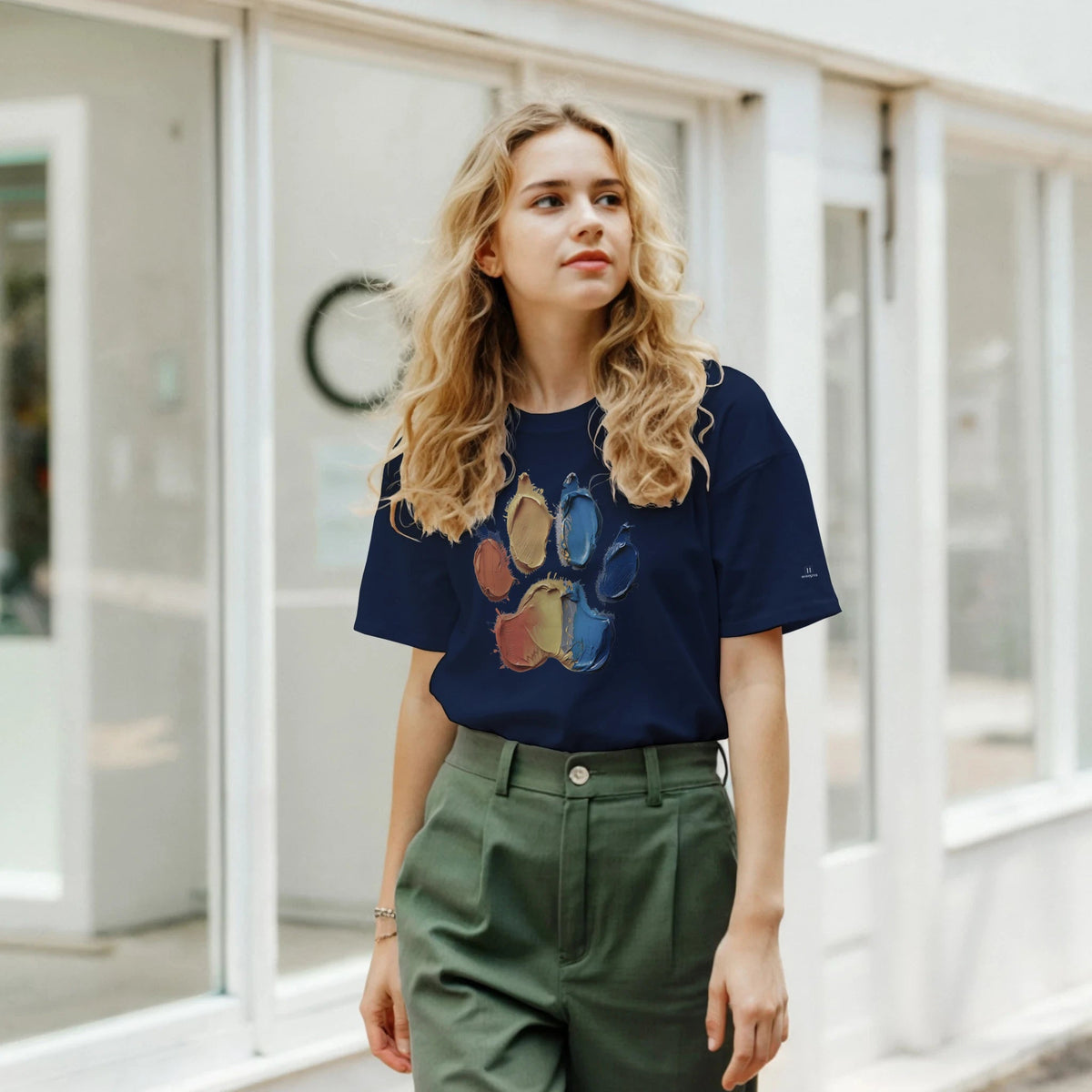 Paint Paw Print Crewneck Women's T-shirt - Hobbster