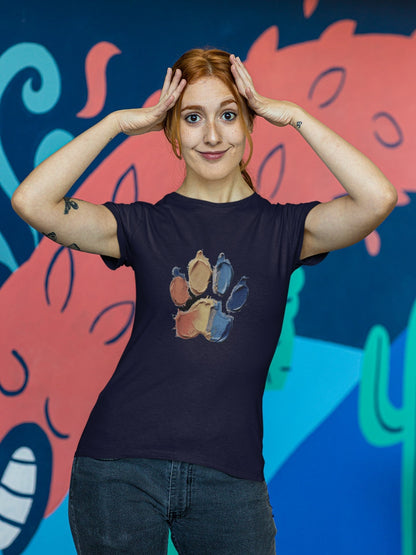 Paint Paw Print Crewneck Women's T-shirt - Hobbster