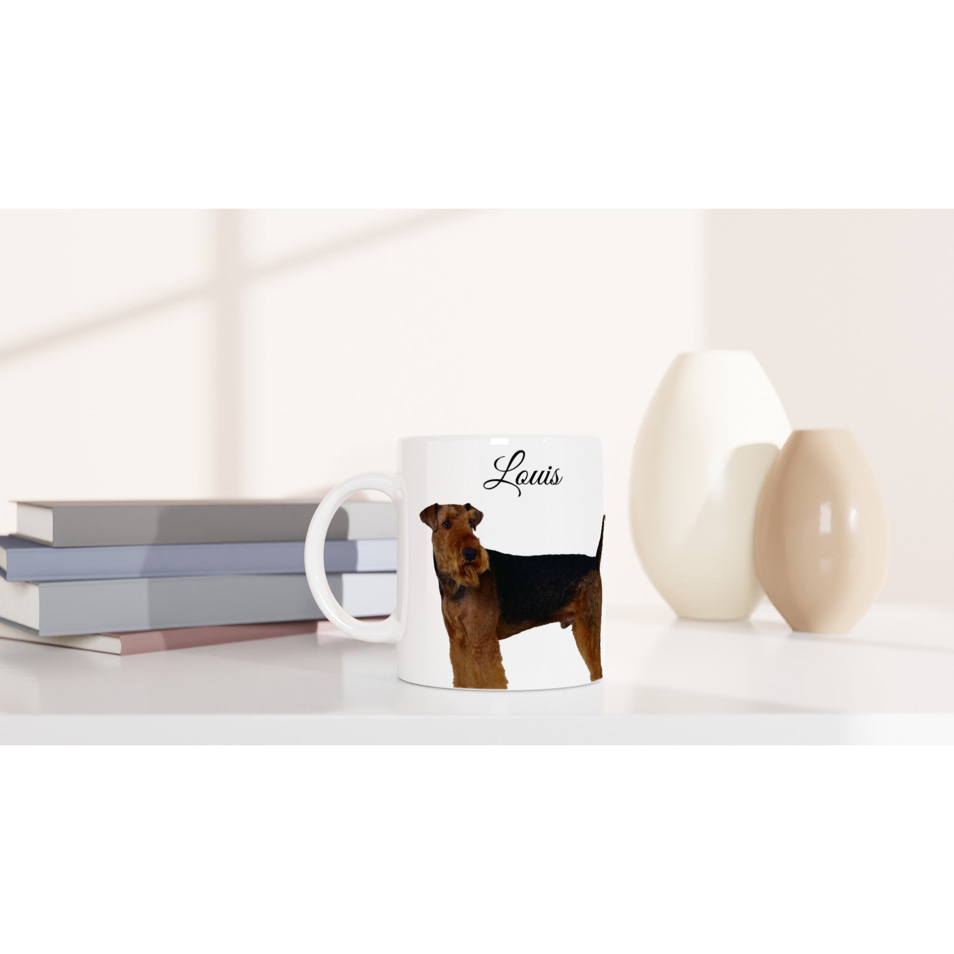 Personalised 11 0z Ceramic Mug | Add Your Own Photo To One Side, Fixed Airedale Owners Club On Other Side - Hobbster