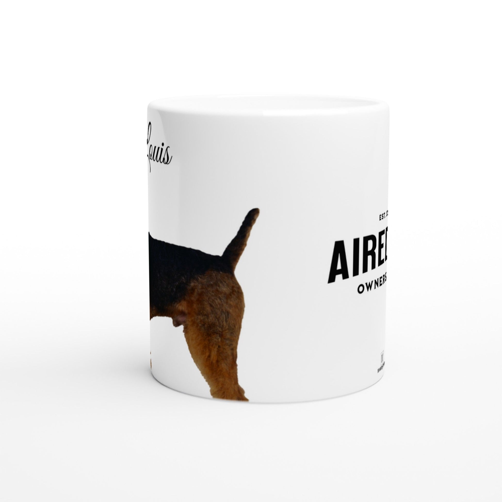 Personalised 11 0z Ceramic Mug | Add Your Own Photo To One Side, Fixed Airedale Owners Club On Other Side - Hobbster